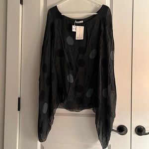 Sheer Black Polka Dot Blouse by